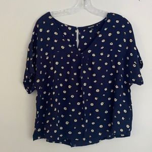 Navy Madewell flowy blouse with flowers